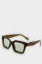 Women's Square Leopard Plastic Frame Green Glass Uv Sunglasses F0601Axns - 2