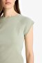 Slim Fit Crew Neck Basic Plain Rib Knit Short Sleeve T-Shirt C7334Ax25Sp - 5