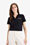 Slim Fit Polo Collar Embroidery Print Printed Modal Short Sleeve T-Shirt E5150Ax25Sm - 3