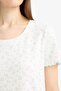 Crew Neck Corded Fabric Ribbed Knit Short Sleeve Nightgown E9198Ax25Sp - 7
