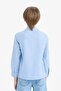 100% Cotton Polo Collar Linen Look Long Sleeve Shirt for Boys B5983A825Sm - 6