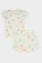 100% Cotton Floral Elastic Waist Pajama Set for Baby Girl E4614A525Sm - 6