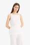 Regular Fit Boat Neck Lace-Up Pique Tank Top E5778Ax25Sp - 5