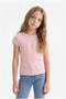 Slim Fit Crew Neck Basic Ribbed Short Sleeve T-Shirt Girls B3053A825Sm - 3