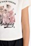 Fitted Crew Neck Printed Short Sleeve T-Shirt Girls E1825A825Sm - 5