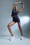 Black Waist Wrap Flexible Biker Short Sports Leggings D2907Ax25Sm