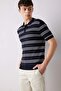 Regular Fit Polo Neck Striped Short Sleeve Soft Key Knitwear T-Shirt E2665Ax25Sp - 3