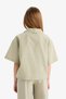 100% Cotton Cropped Fit Linen Short Sleeve Shirt Girls D7638A825Sm - 6
