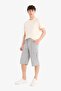 Slim Fit Slim Fit Cargo Pocket Basic Plain Capri Shorts T4693Az25Sm - 4