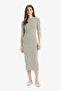 Bodycon Body-Hugging Crew Neck Ribbed Short Sleeve Midi Dress E6003Ax25Sp