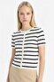 Regular Fit Crew Neck Striped Short Sleeve Knitwear Cardigan D6268Ax25Sm - 3