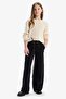 Wide Leg Cotton Trousers for Girls D9133A825Sp - 5
