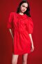 100% Cotton A-Line Crew Neck Lace-Up Poplin Short Sleeve Midi Evening Dress E7332Ax25Sp - 3