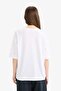 Oversize Wide Fit Crew Neck Printed Combed Cotton Short Sleeve T-Shirt E2795Ax25Sp - 8