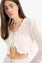 Regular Fit V-Neck Tie Crochet Knitwear Cardigan E7134Ax25Sm