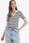 Slim Fit Striped Polo Collar Ribbed Short Sleeve T-Shirt E6989Ax25Sp - 3