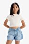 100% Cotton Ripped Detailed Shorts for Girls D7107A825Sm - 4