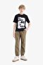 100% Cotton Jogger Fit Standard Leg Gabardine Trousers for Boys E1587A825Sm