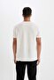 Regular Fit Crew Neck Short Sleeve White Crinkle T-Shirt D6477Ax24Hs - 5