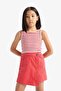 Red Gabardine Short Skirt for Girls D9627A825Sp - 7