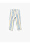 Cotton Tie Waist Ribbon Striped Sweatpants