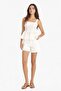 100% Cotton Pocketed White Gabardine Shorts F7018Ax25Sm - 3