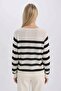 Regular Fit Boat Neck Striped Knitwear Sweater C6815Ax25Sp - 5