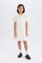 Gabardine Pocket Buttoned Short Sleeve Summer Dress Girls D9223A825Sm - 2