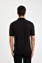 Slim Fit Slim Fit Polo Neck Half Zipper Short Sleeve Crinkle Black T-Shirt D6478Ax24Hs - 5