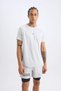 Breathable Quick Dry Slim Fit Tight Fit Crew Neck Printed Sportsman Short Sleeve T-Shirt V2887 - 5