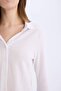 Coool Fitted Basic Solid Button Long Sleeve Crop White Shirt A0012Ax25Sp - 5