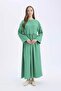 Regular Fit Crew Neck Seersucker Textured Long Sleeve Maxi Dress E6597Ax25Sp - 5