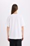 Oversize Wide Fit Crew Neck Printed Casual Short Sleeve T-Shirt E5059Ax25Sp - 7