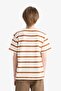 100% Cotton Crew Neck Striped Short Sleeve T-Shirt for Boys D9491A825Sm - 8