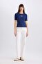 Slim Fit Narrow Cut Crew Neck Printed Ribbed Camisole Short Sleeve T-Shirt E5070Ax25Sp - 2