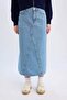 100% Cotton Long Fit Midi Jean Skirt D7985Ax25Sp - 3