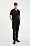 Slim Fit Slim Fit Polo Neck Half Zipper Short Sleeve Crinkle Black T-Shirt D6478Ax24Hs - 2