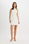 Red A-Line Basic Plain Crepe Sleeveless Mini Dress D4115Ax24Hs - 2