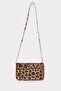 Women's Staple Detailed Leopard Patterned Faux Leather Crossbody Bag E0716Axns - 7