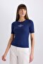Slim Fit Narrow Cut Crew Neck Printed Ribbed Camisole Short Sleeve T-Shirt E5070Ax25Sp