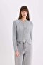 Regular Fit Crew Neck Thessaloniki Knit Patterned Knitwear Cardigan C9044Ax25Sp - 4