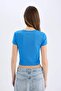 Fitted Crew Neck Ribbed Short Sleeve Basic T-Shirt E0288Ax25Sm - 6