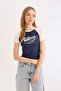 Fitted Crew Neck Printed Ribbed Camisole Short Sleeve T-Shirt E0656Ax25Sm - 3