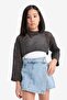 Crop Crew Neck Openwork Knitwear Sweater for Girls E4971A825Sm - 4