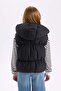 Water Repellent Waterproof Hooded Zippered Inflatable Vest for Girls D6918A825Sp - 8