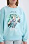 Hatsune Miku Oversize Wide Fit Crew Neck Sweatshirt Girls' D2826A824Wn - 5