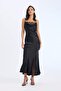 New Year's Themed Degaje Neck A-Line Satin Strap Midi Dress E0471Ax24Au - 5
