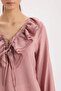 Ruffled V-Neck Basic Blouse E3393AX24WN - 5