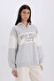 Relax Fit Polo Neck Printed Thick Sweatshirt E3229Ax24Wn - 3