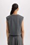 Basic Buttoned Blazer Vest E0571Ax24Au - 6